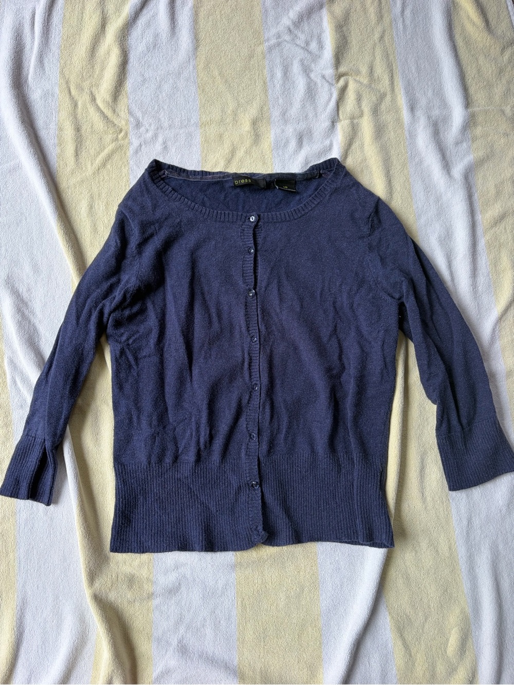 Classic Navy Button-Front Women's Cardigan Sweater